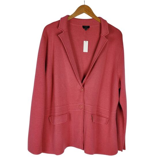 NEW Talbots Pure Merino Wool Sweater Jacket Blazer Womens 2X Plus Button Knit - Picture 1 of 13